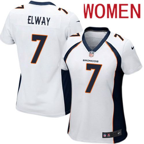 Women Denver Broncos #7 John Elway White Nike Game NFL Jersey
